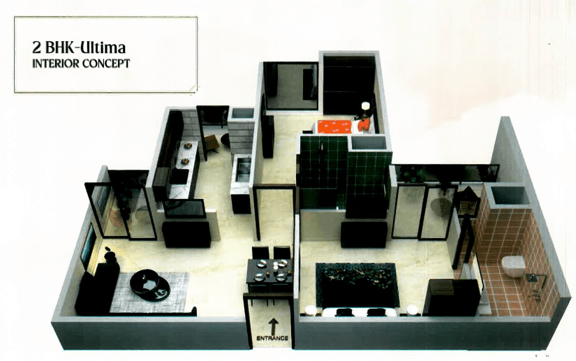 2 BHK Ultima floor plan view 2
